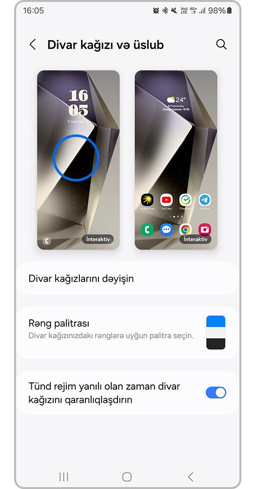 Kilid ekranının üzərinə basın
