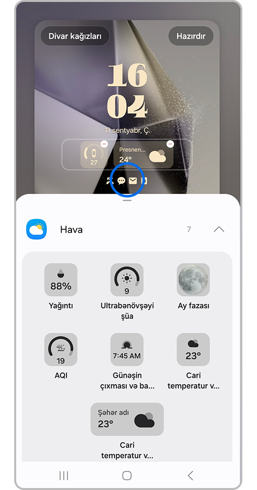 Vidcetlər menyusunu gizlədin