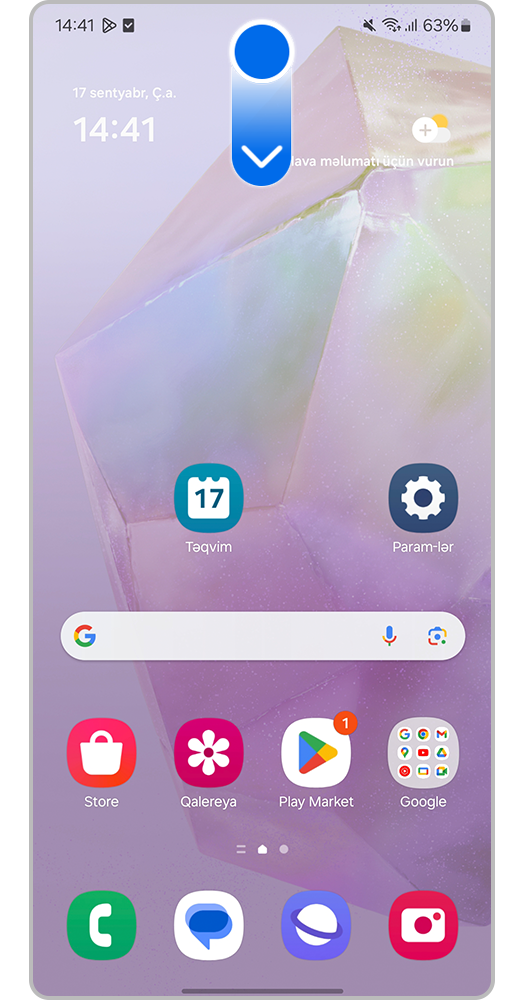 Sürətli tənzimləmələr panelini açmaq üçün yuxarıdan aşağı istiqamətdə çəkin.