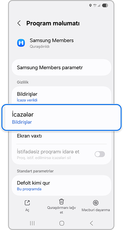 Tətbiq icazələrini seçin