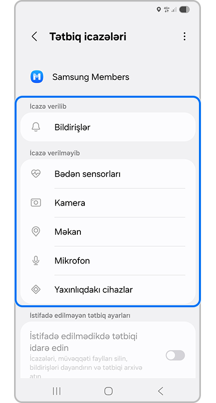 Tətbiqə girişə icazə verin