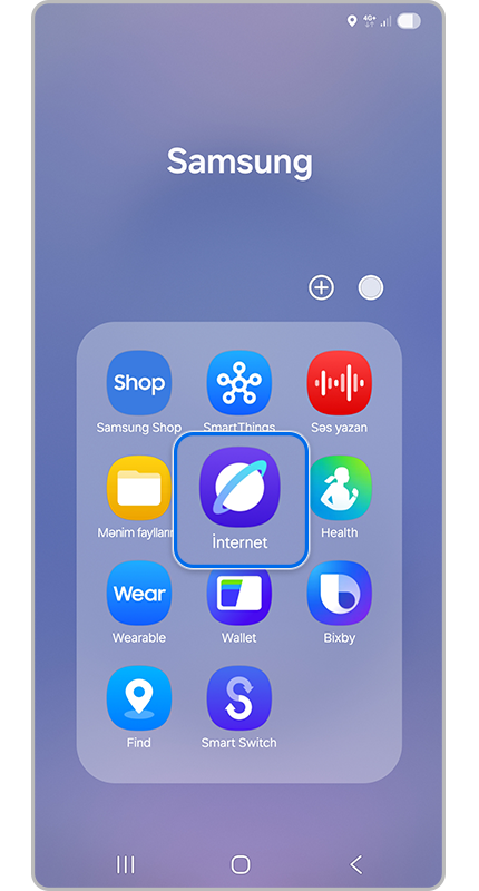 Samsung İnternet tətbiqini açın