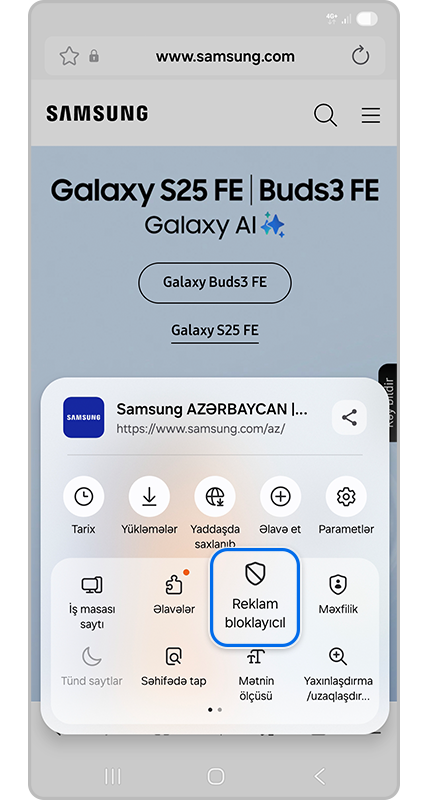 Reklam blokerləri ayarını seçin