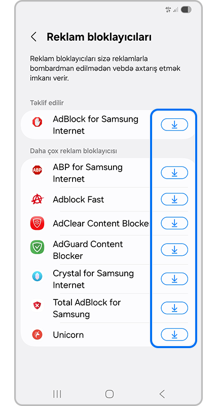Tövsiyə olunan tətbiqlərdən seçin