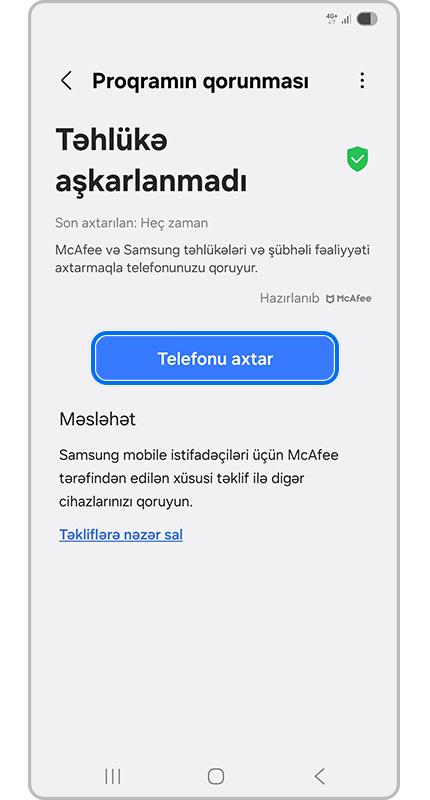 "Telefonu Tara"düyməsini basın