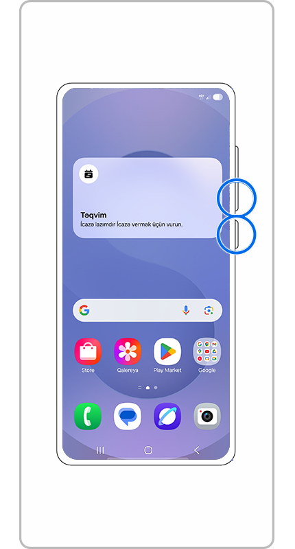 Səs azaltma düyməsini və Yan düyməni basıb saxlayın