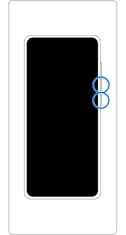 Səs azaltma düyməsini və Yan düyməni basıb saxlayın
