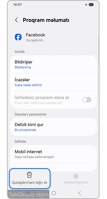 Quraşdırmanı Ləğv et