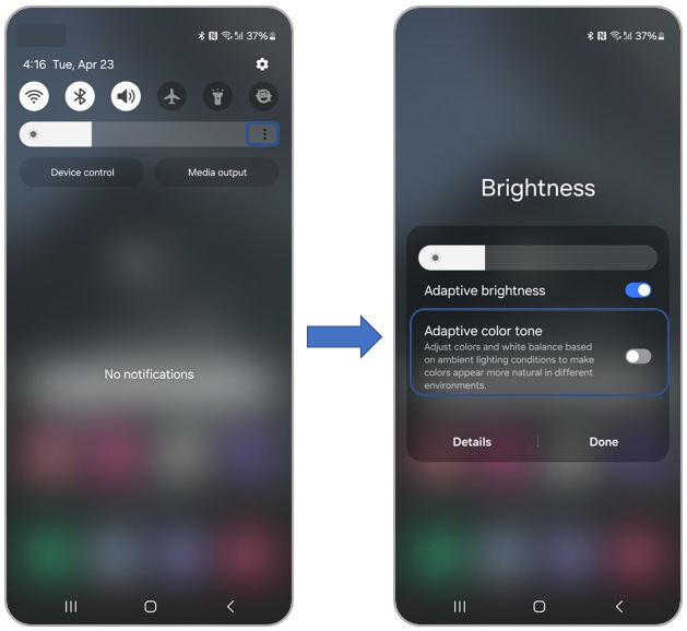 Adaptive color tone.