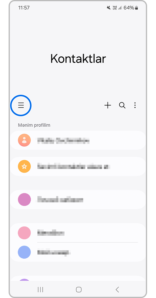 Smartfon ekranı, əlaqə tətbiqi