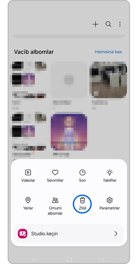 Zibil qutusunu seçin