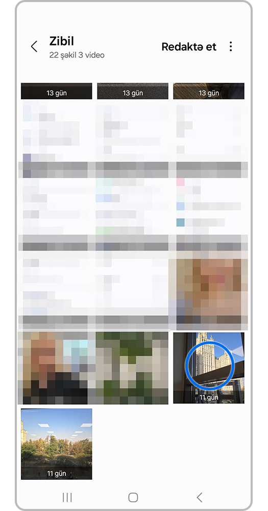 Bərpa etmək istədiyiniz təsvirin üzərinə basın. Bir neçə təsvir seçmək istəyirsinizsə, onları qeyd edin.