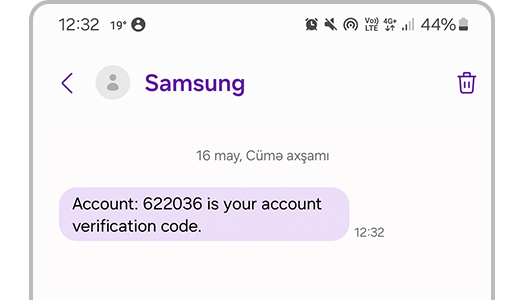 Təsdiq kodu ilə SMS mesajının nümunəsi