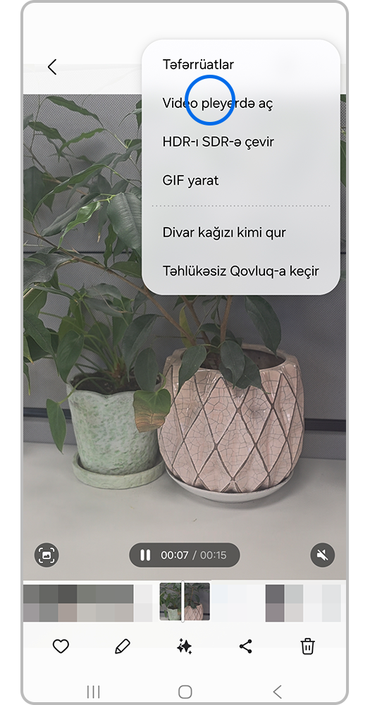 Smartfonun ekranı, Video pleyerdə açmaq