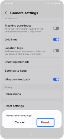 reset camera settings