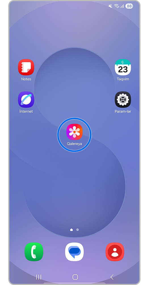 Əsas ekranda Qalereya tətbiqi ikonasının şəkli.