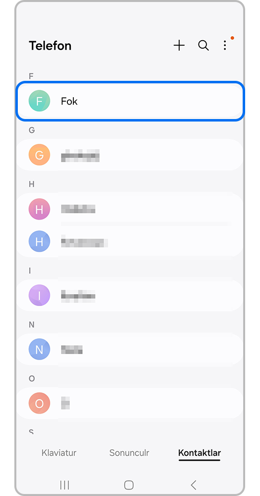 Əlaqə nömrəsinin kartoçkasını açın