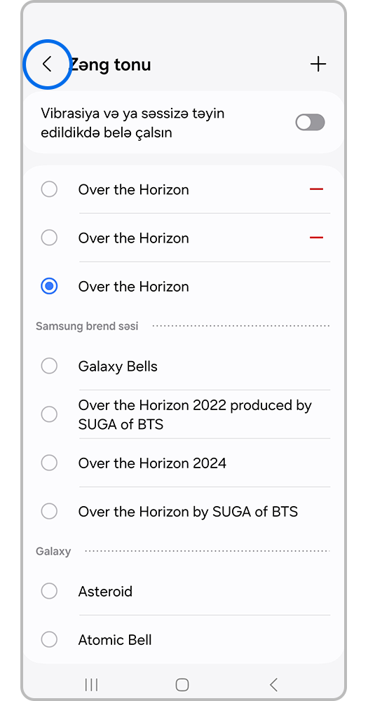 (Geri) düyməsinə basın