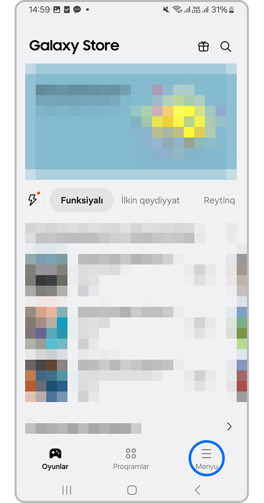Step1. Open Galaxy Store app and go to Menu.