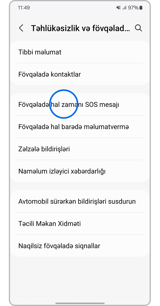 Fövqəladə hal zamani SOS mesaji
