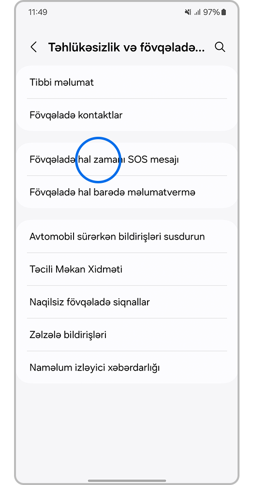 Fövqəladə hal zamani SOS mesaji