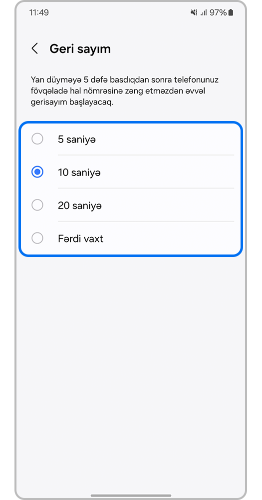 İstədiyiniz vaxt intervalını təyin edin.