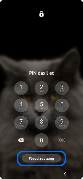 PIN daxiletmə ekranında "Fövqəladə zəng" düyməsi