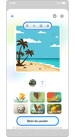 Yadda saxlayın və ya başqa bir şəkil yaratmaq üçün konseptə toxunun