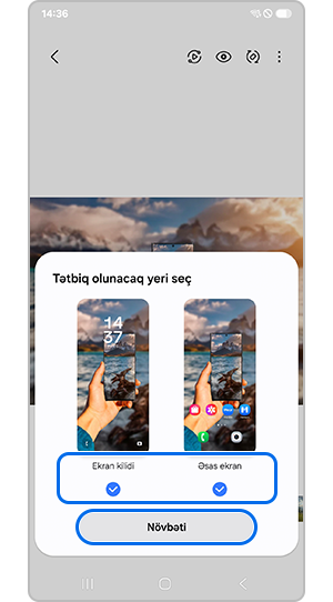 Təyin ediləcək ekranı seçin
