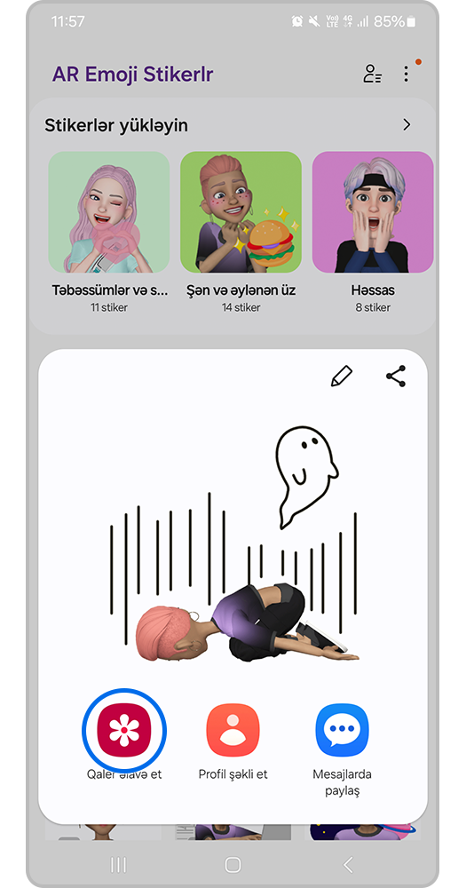 "Qalereyaya əlavə et" düyməsi vurğulanır.