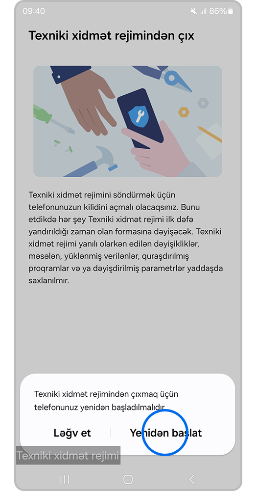 Təkrar işə sal düyməsinə basın.