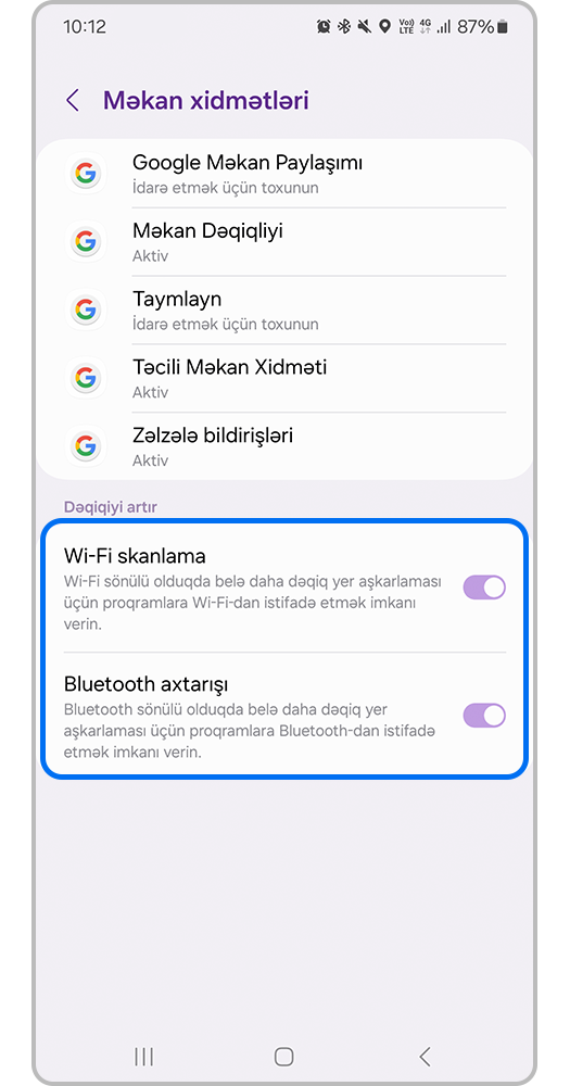 Wi-Fi skanlama və Bluetooth axtarışı