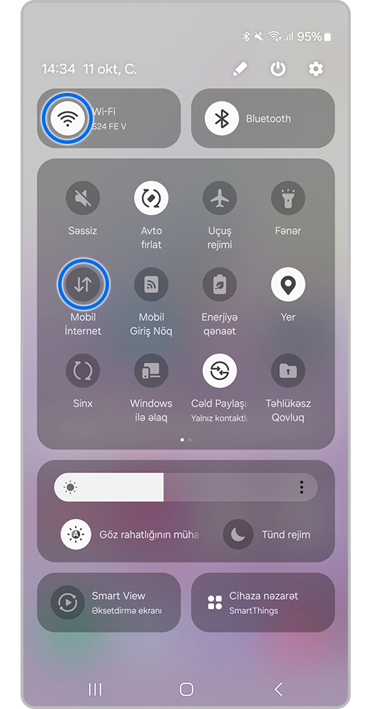 İnternetin aktivliyini yoxlayın