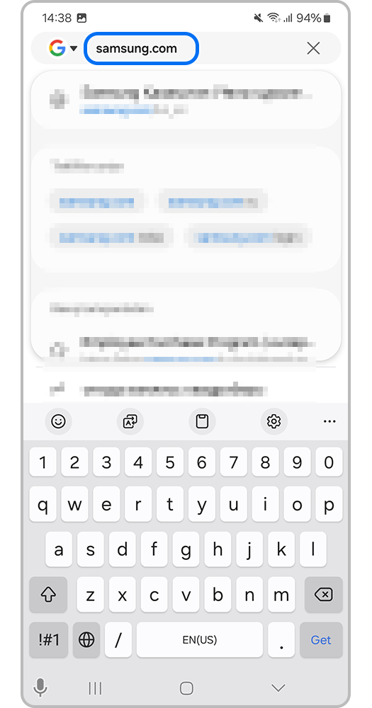 Smartfon ekranı, brauzer axtarışı