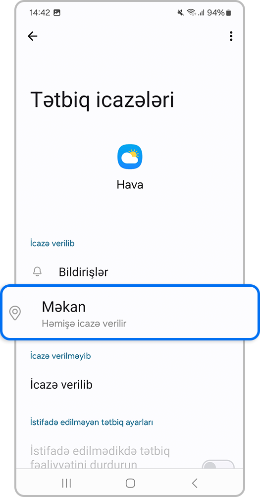 Smartfon ekranı, yer üçün hava tətbiqi qətnaməsi