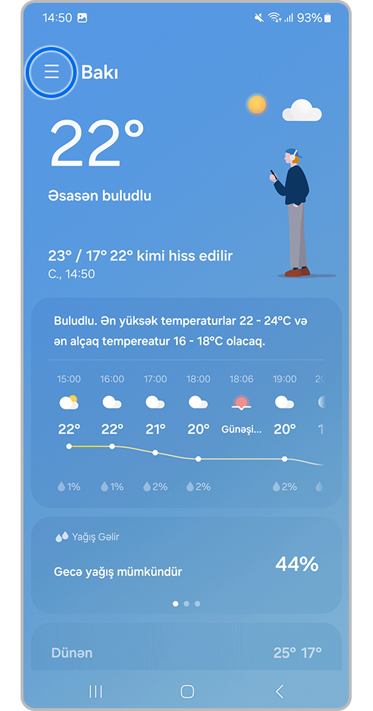 Smartfon ekranı, üç zolağı basın