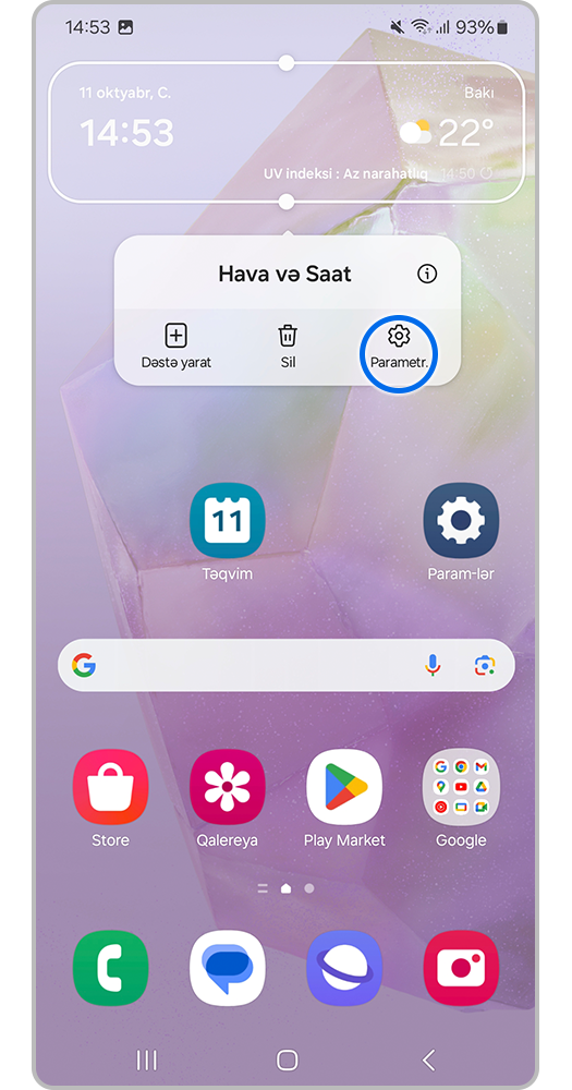 Smartfon ekranı, vidjet seçimləri