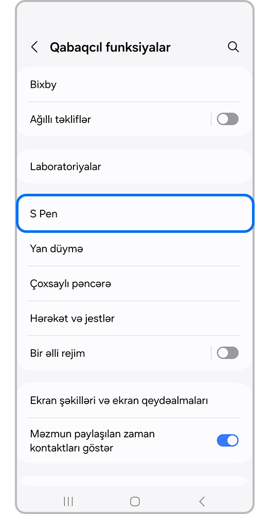 S Pen-un üzərinə basın