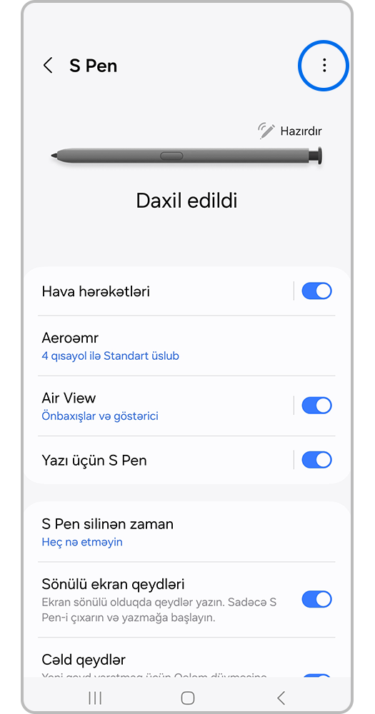 Üç nöqtənin üzərinə basın