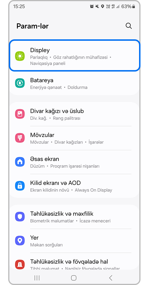 Ekran bölməsinə keçin