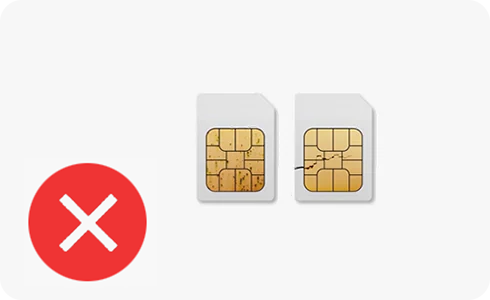 Smartfon ekranı, Əgər SIM-kart zədələnibsə və ya qüsurludursa, onu operatorunuzda dəyişdirin.