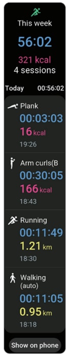 exercise history.