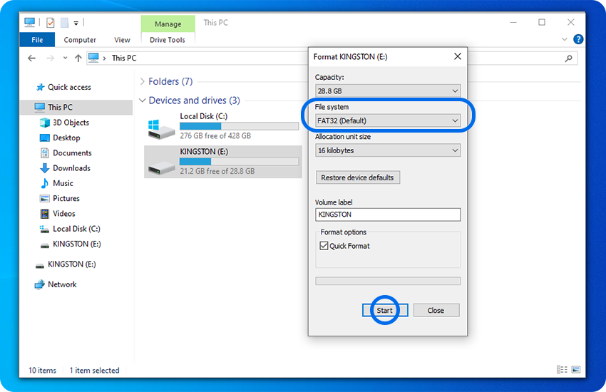 USB toplayıcısının formatlaşdırılması