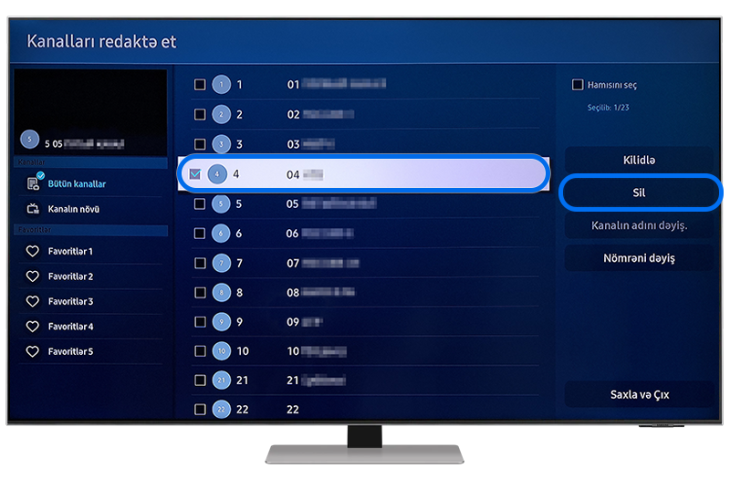 Bir kanal seçin və Daxil et düyməsinə basın.