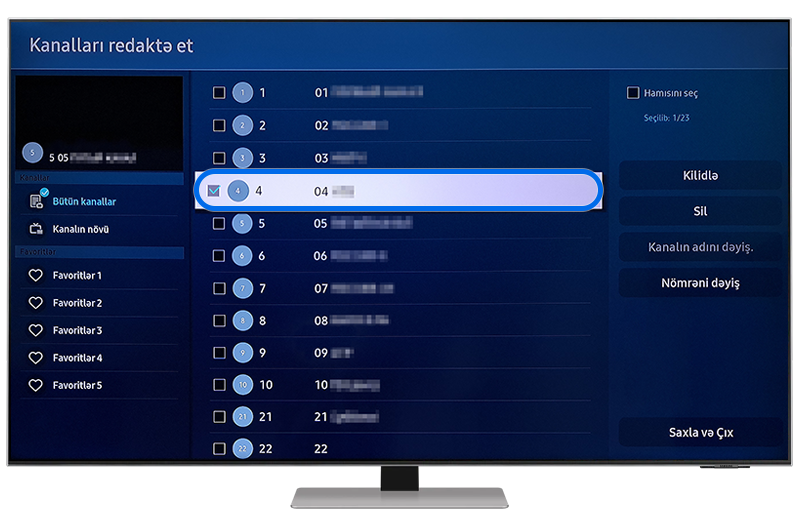 Bir kanal seçin və Daxil et düyməsinə basın.