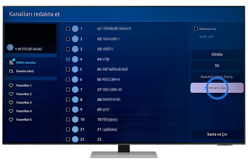 Nömrələri dəyiş bölməsini seçirik və Daxil et düyməsinə baxırıq.