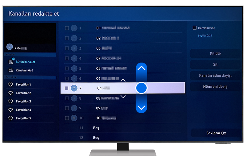 Kanalı pultdakı oxların köməyi ilə yeni yerə keçirin.