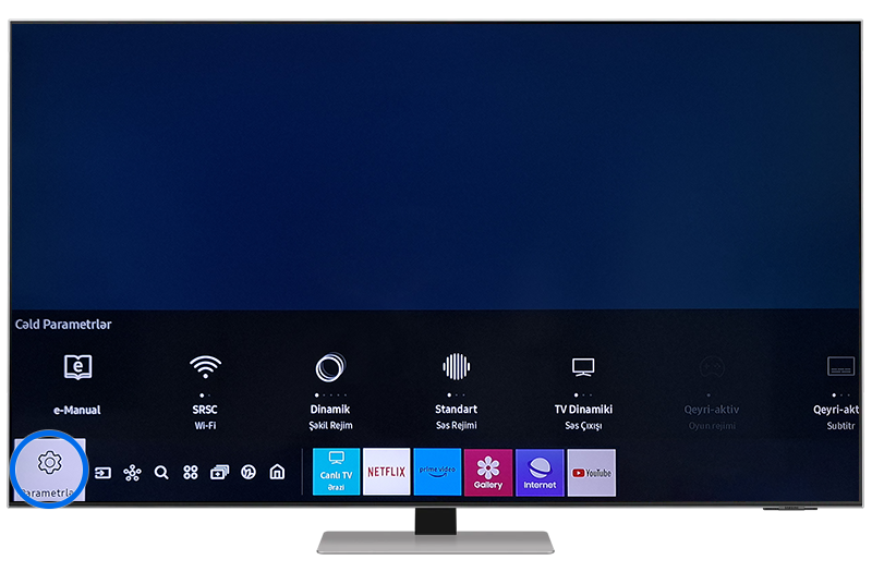 Parametrlər və ya Menu bəndini seçin.