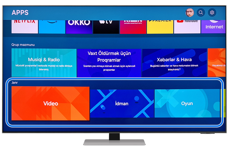 Televizorun kateqoriyalarında axtarış