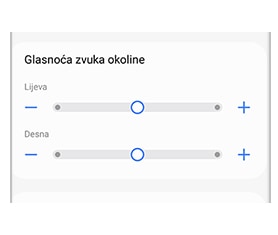 Klizači za kontrolu razine glasnoće ambijentalnog zvuka